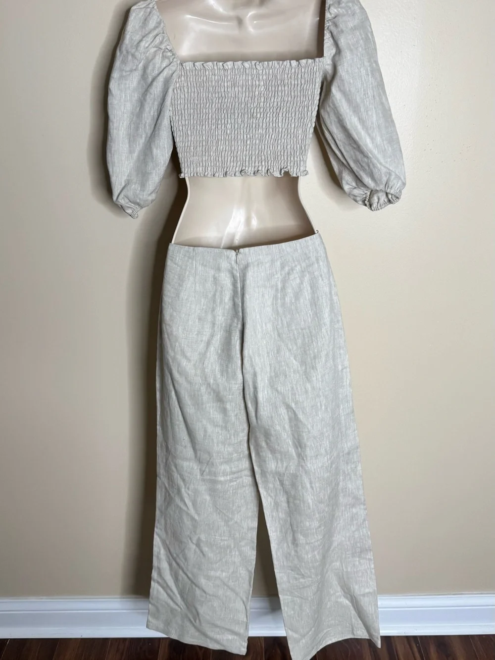 New Reformation Scarlett Linen Two Piece Set in Oatmeal womens size 0